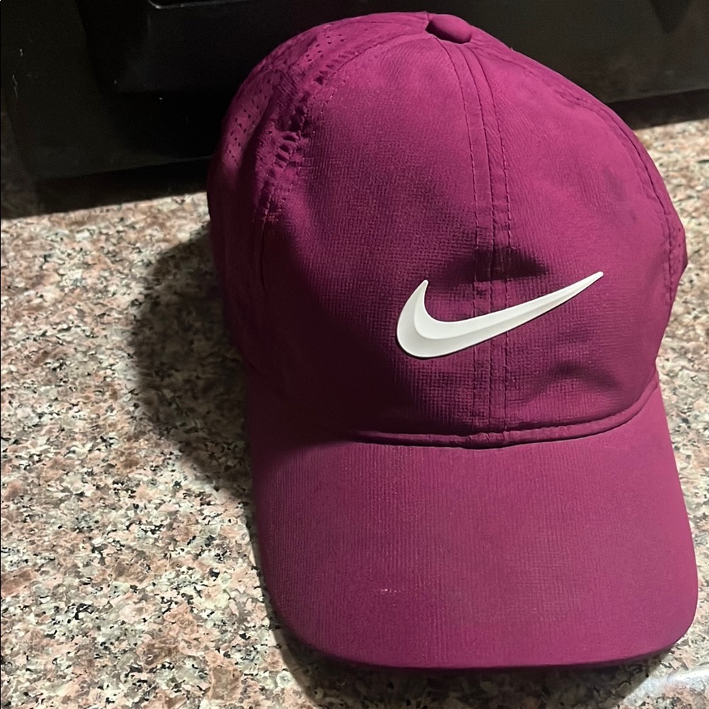 Nike Burgundy Cap with White Swoosh
